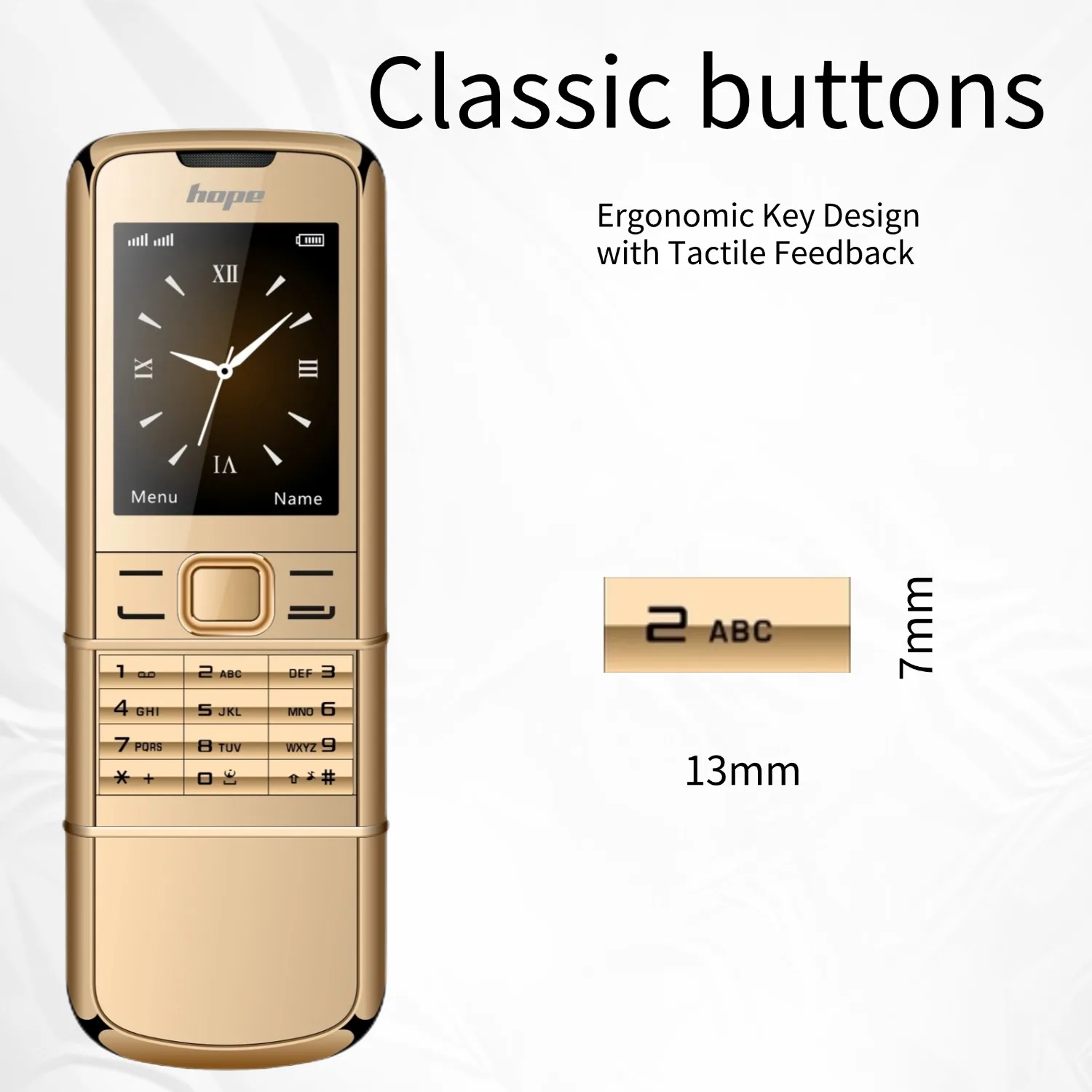 8800 Classic Retro Slider Senior Phone Dual SIM Metal Body Speed Dial Blacklist Durable Elderly Mobile Phone Big Button Luxury