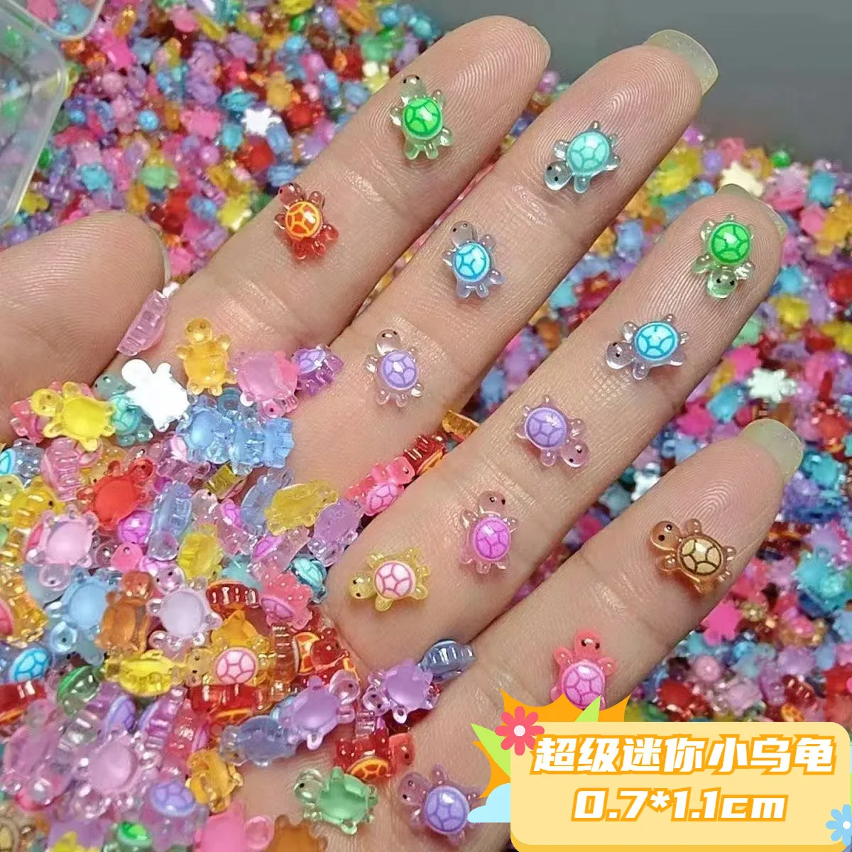 50 stks Kleurrijke Mini Schildpadden Nagel Charmes Kawaii Accessoires 3D Plaksteen Hars Nail Art Decoraties Supply DIY Leuke Nail Art Onderdelen