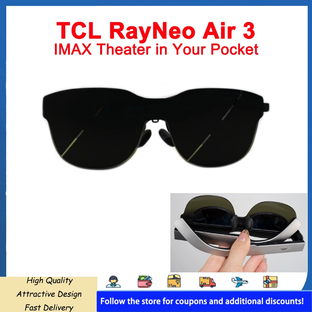 2024 NEW TCL RayNeo Air 3 AR Glasses RayNeo Air3 AR Glasses 120Hz 100-inch IMAX Theater SeeYA Micro OLED 5th Gen 0.6'' Display