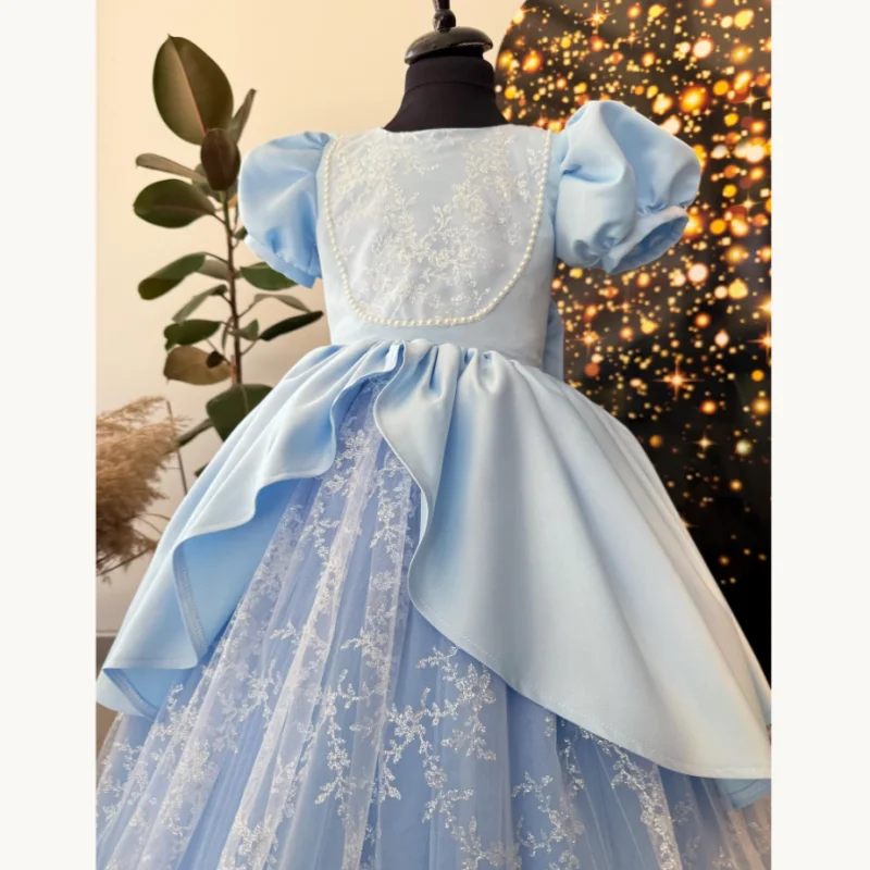 Girls Formal Evening Gown, Little Girl Princess Costume，Flower Girl Dress，Boutique Kids Party Dress, Holiday Fancy Dress Up