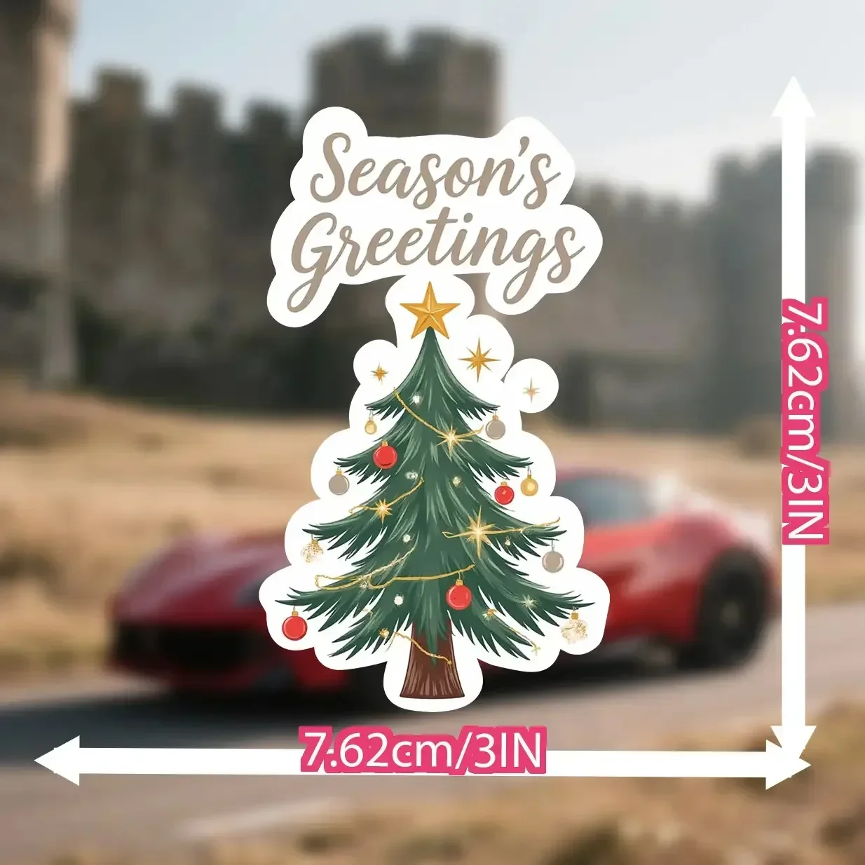 3 قطعة ملصق سيارة لدراجة نارية لموسم شجرة عيد الميلاد، ملصق شجرة مزخرف لسيارات الدراجات النارية، مركبة احتفالية #6