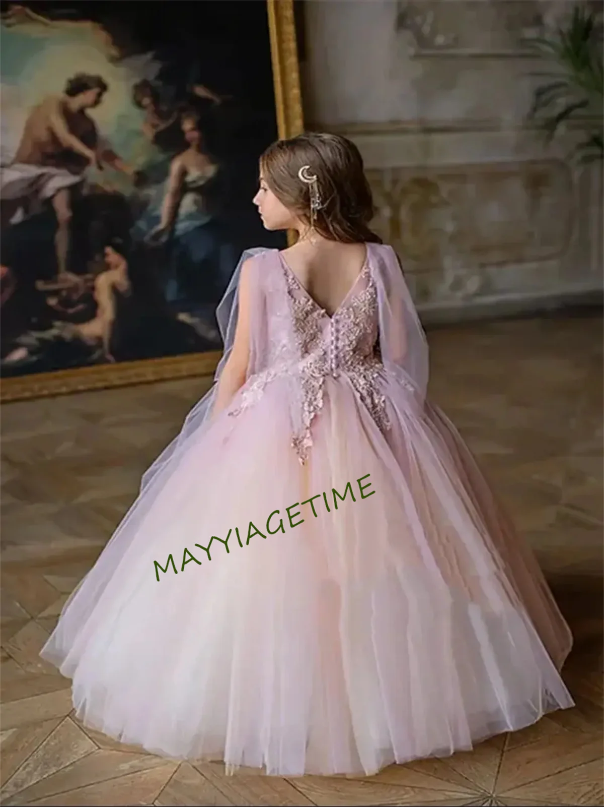 CuteElegant Gauze Girl Wedding Party Long Dress First Communion Birthday Ball Baby Princess Children's Formal Event