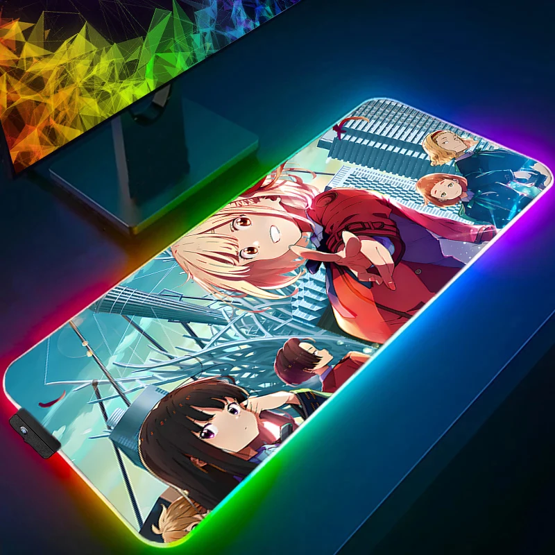 Mouse Pad Kawaii Gaming Accessories RGB Notbook Computer Speed Mini LED PC L-lycoris R-recoil Gamer Keyboard Desk Mat Mousepad