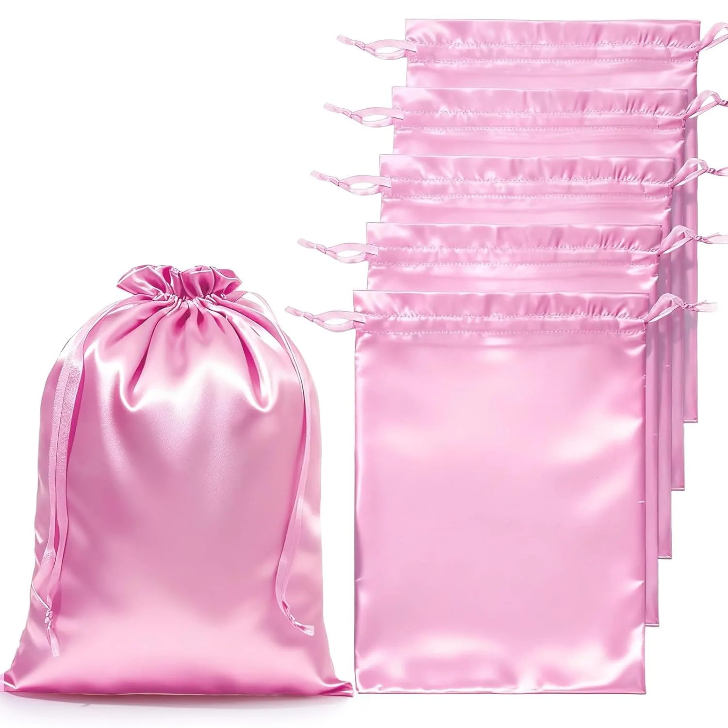 Satin Storage Bags For Home And Salon Use 10*13.8Inch Satin Wig Bags Black Pink Soft Silk Wig Bag For Hair Wig Packaging Tools image 6