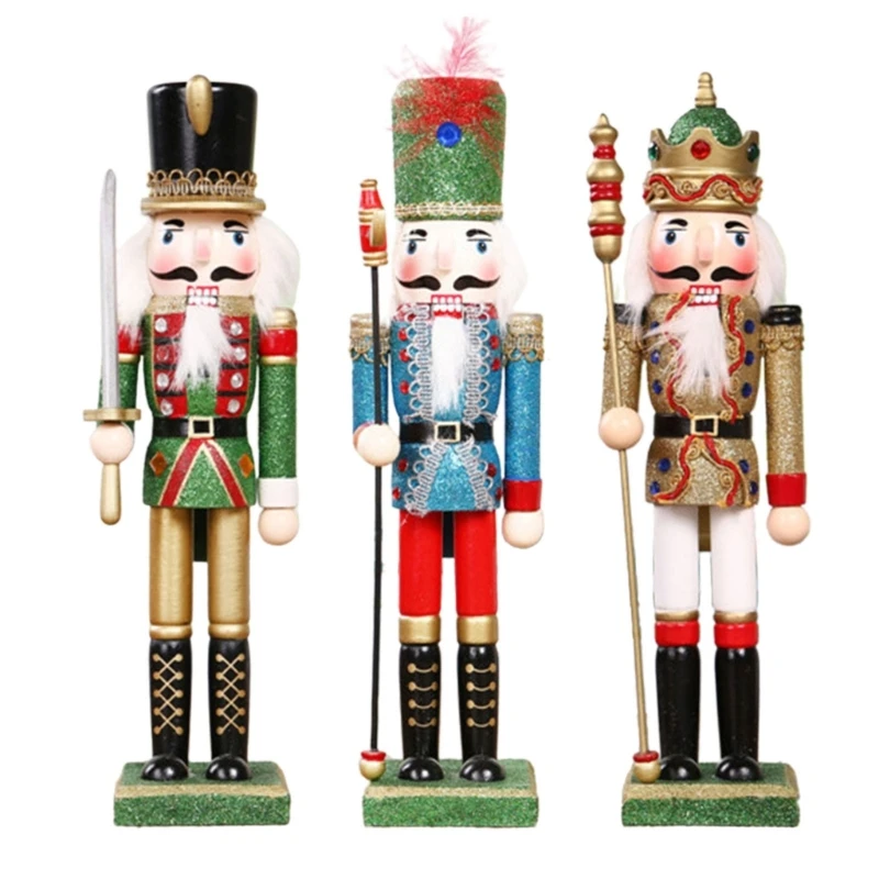 30cm Holiday Christmas Painted Nutcrackers Soldier Ornament Model Supplies for Home Bar Bookshelf Party Decoration