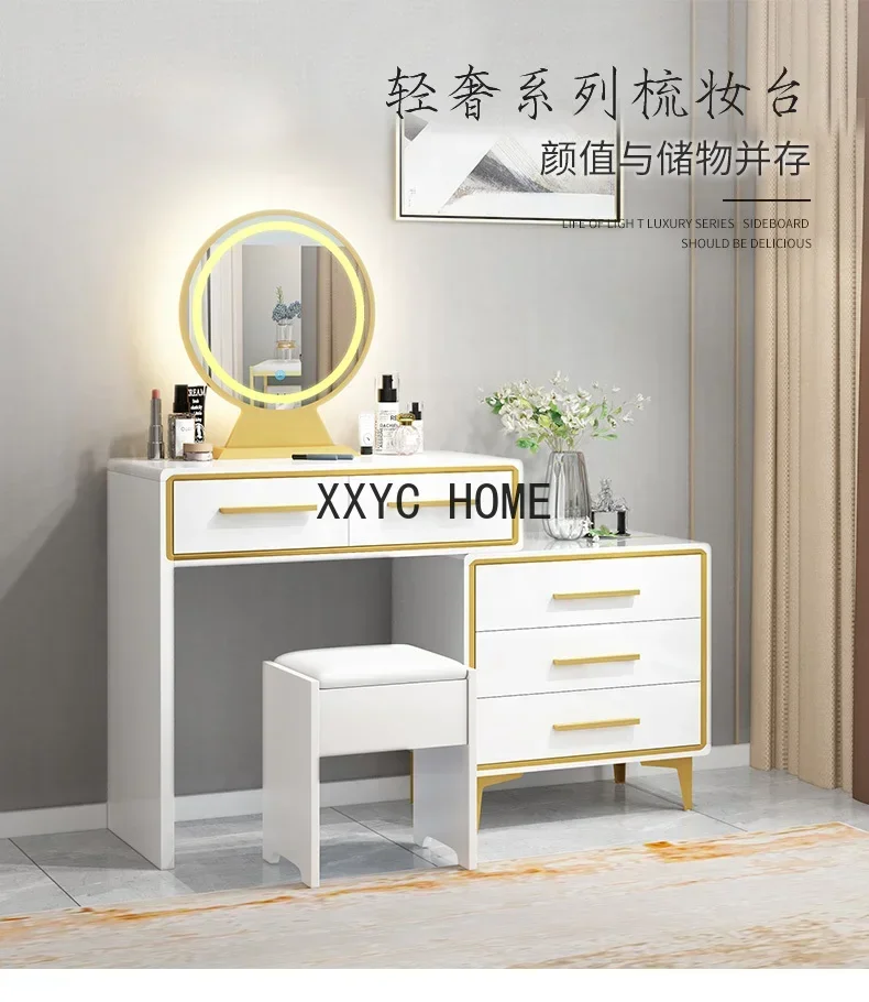 Nordic Light Luxury Dresser Dresser Bedroom Retractable TV Cabinet Integrated Simple Makeup Table