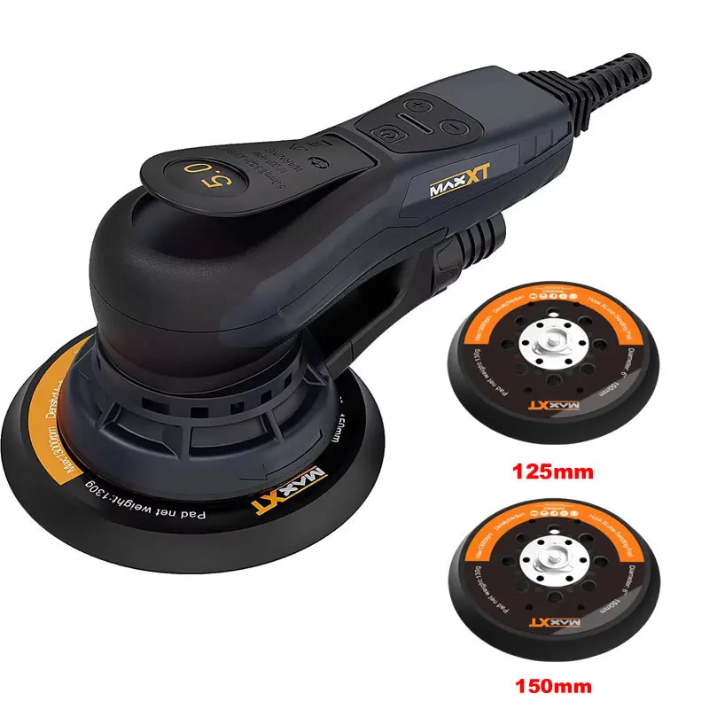 MAXXT 350W Elektrische Vlakschuurmachine Houtbewerking Schuurmachine Auto Body Polijstmachine Borstelloze Motor Slijpen met 150mm/125mm Pads