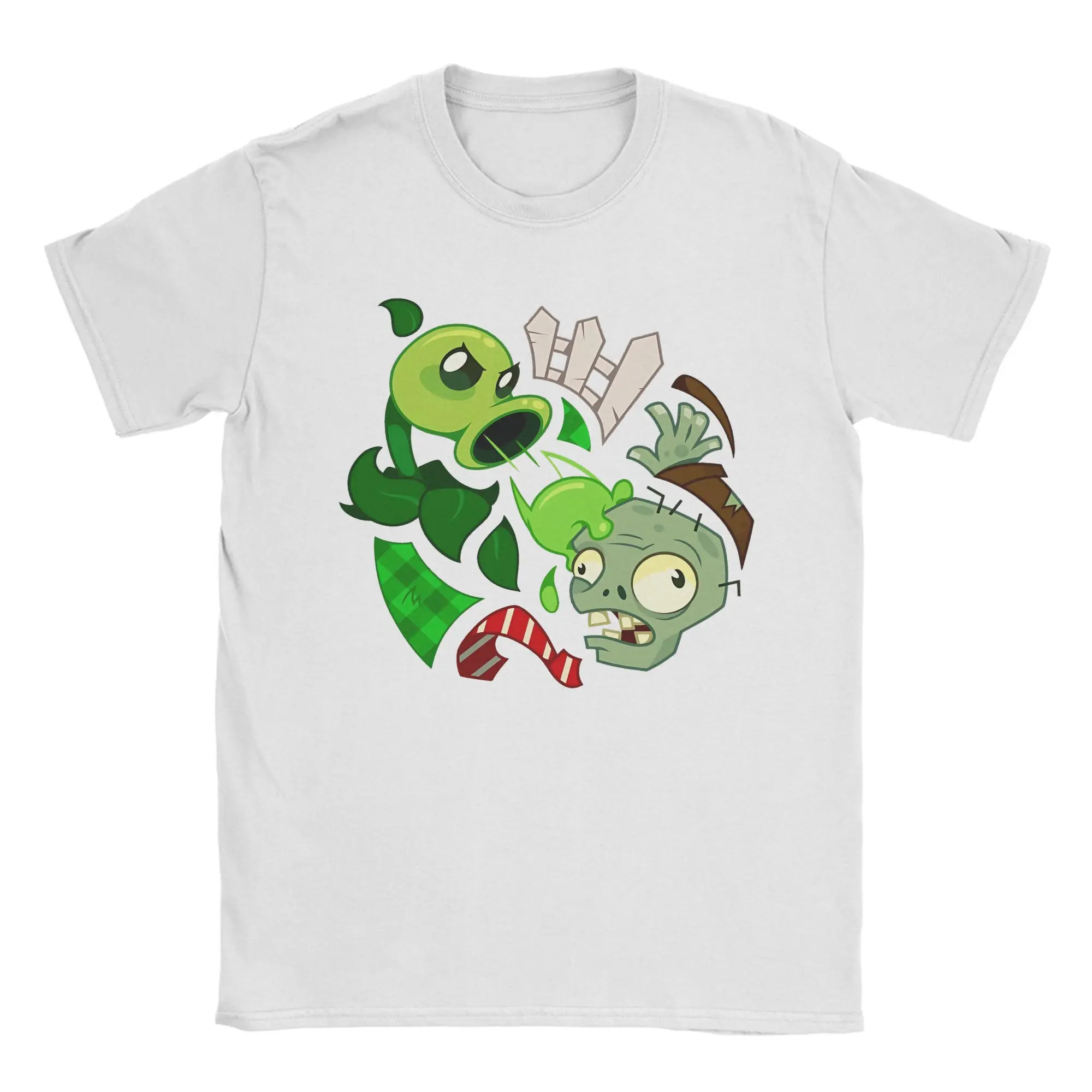 تي شيرت رجالي النباتات مقابل الزومبي البازلاء Peashooter مذهلة القطن الخالص تيز قصيرة الأكمام PVZ تي شيرت الجولة الرقبة بلايز هدية فكرة