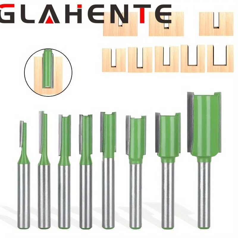 

8 шт., 6 мм фрезы с двойной канавкой и подшипниками-набор для обрезки древесины и кромки для ЧПУ, шкафов, поделок