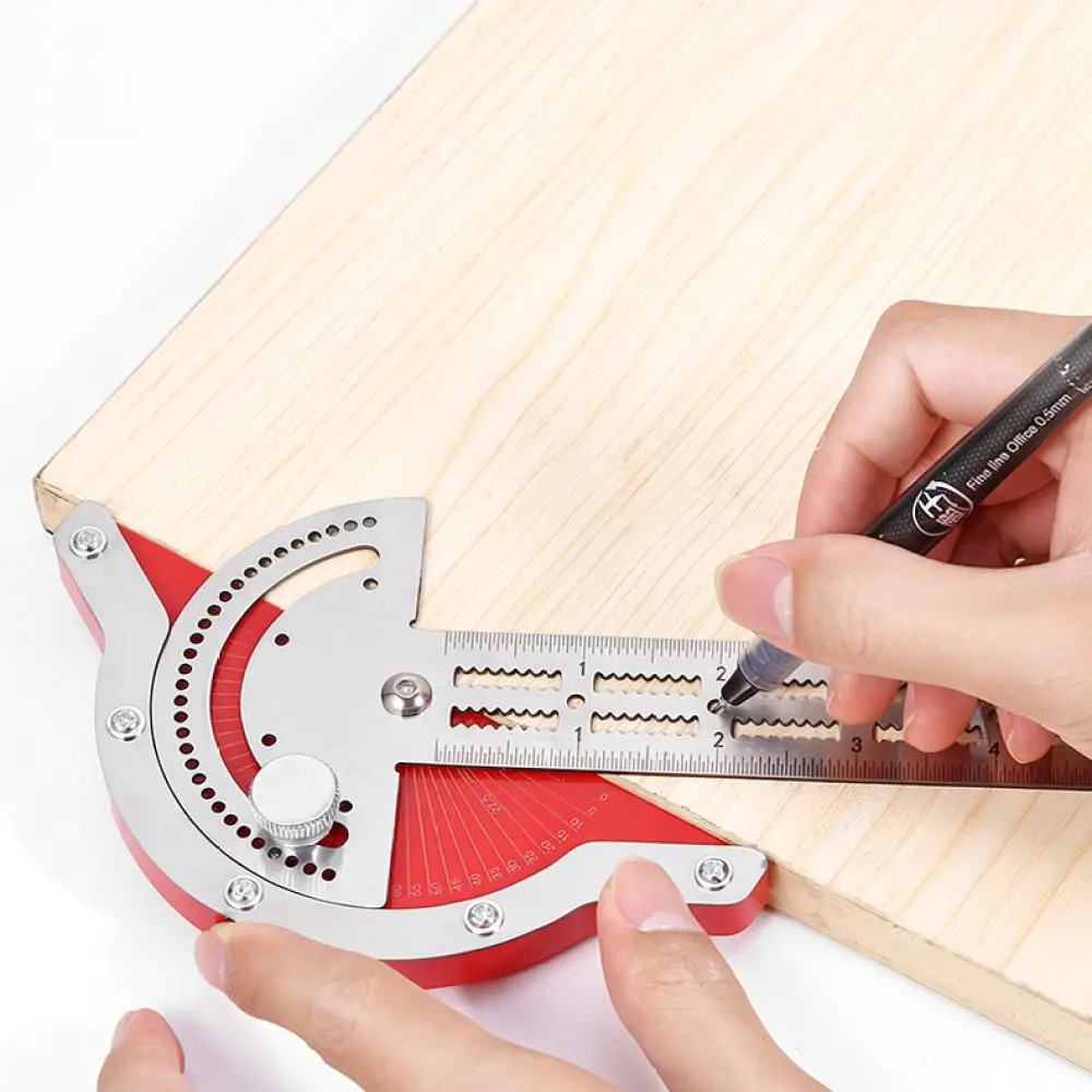 Carpentry Scribing Gauge Edge Ruler Woodworking Layout Tool Precision Protractor Arc Marking Measuring Instrument Kit