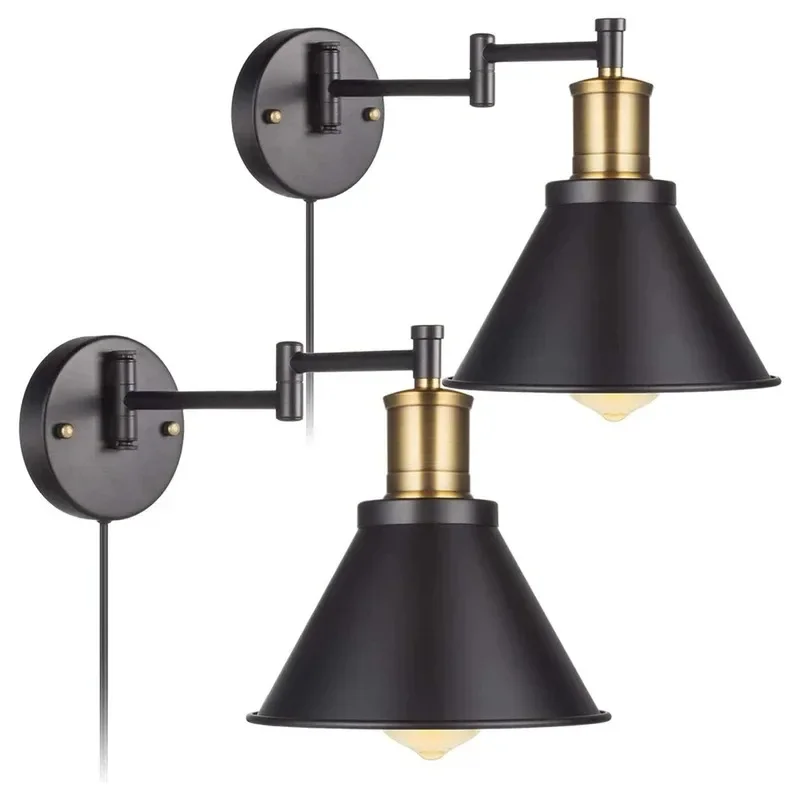 Vintage Wall Lamp Rocker LED Industrial Folding Rotating Wall Sconce  Living Room Bedroom Aisle Bedside Mirror Lamps Knob Switch