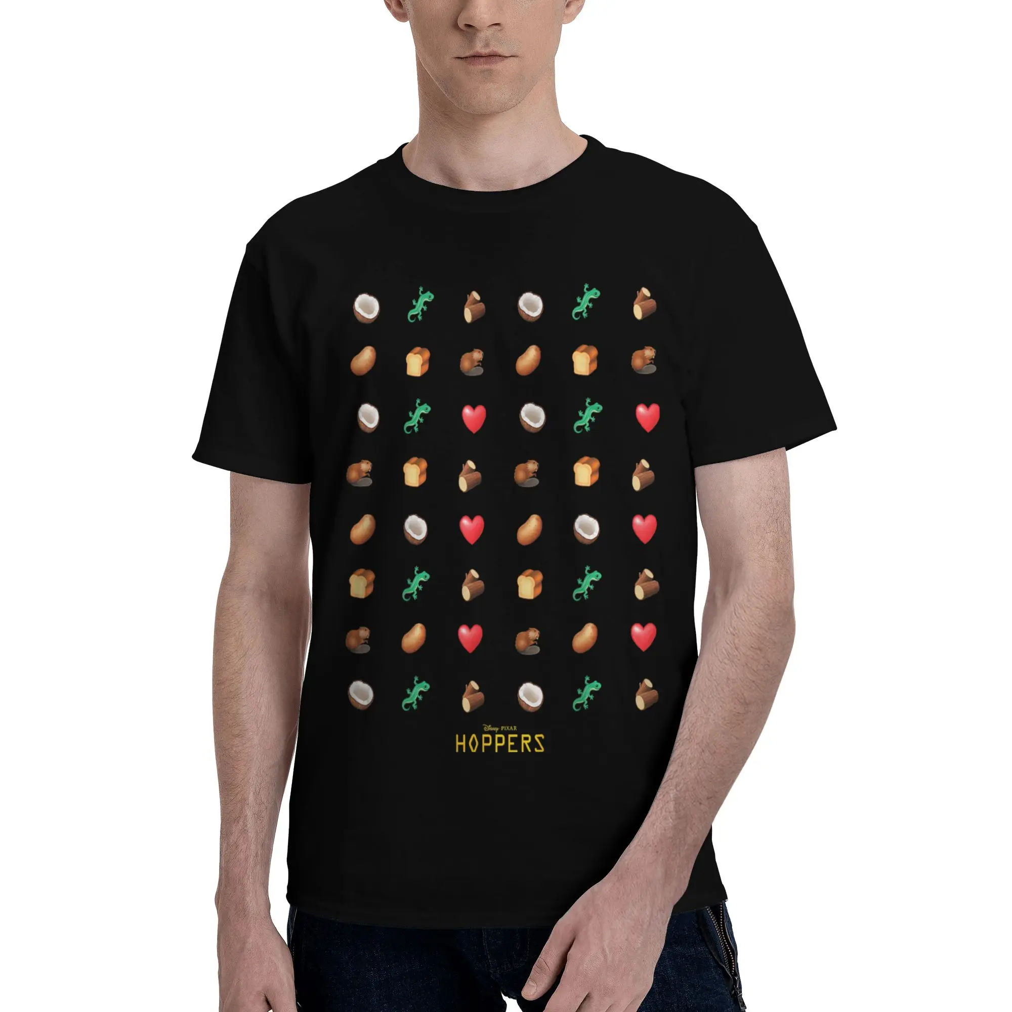 Футболка Hoppers Coconut Lizard Log Beaver Heart Emojis Men Crazy Tee с коротким рукавом, круглым вырезом, 100% хлопок