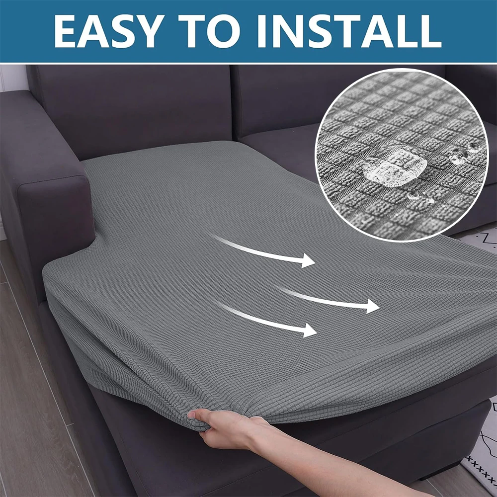 Waterproof Sofa Covers Jacquard Spandex Fabric Sofa Seat Cover for Living Room L-shaped Couch Cover Chaise Lounge Removable