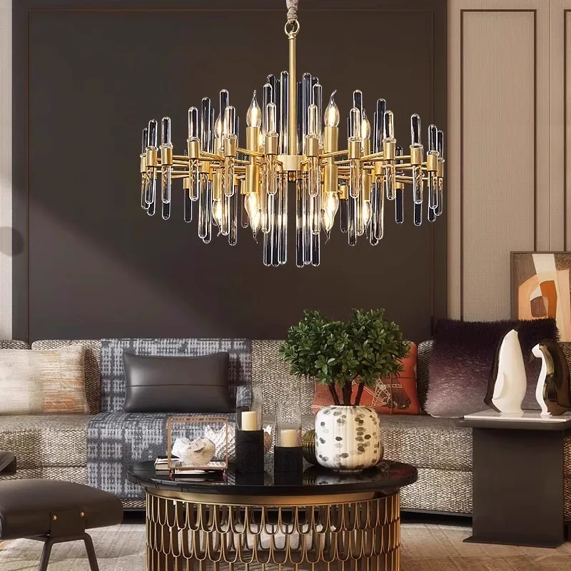 Modern all brass gold round glass chandelier, Lustre living room, dining room home ceiling lighting decorative ceiling lights.