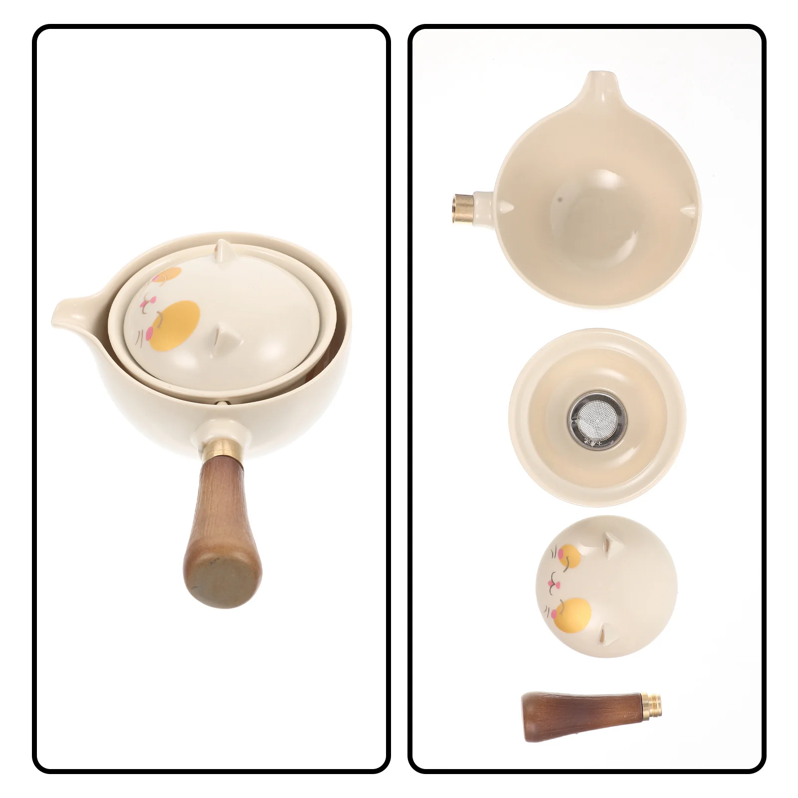 

Ceramic Tea Pot 360° Rotating Side Handle Design Heat Resistant Tea Brewing Tool Home Teaware Kitchen Barware