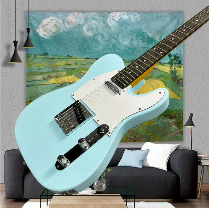 Light Green TL Electric Guitar Peach Blossom Xylophone Neck White Silk Single Coil Configuration 22 Tone Free Delivery
