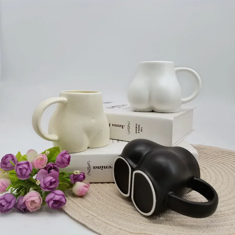 Creative Fun Ass Ceramic Coffee Cup Cute Breakfast Milk Cup Abstract Alien Human Body Mug Office Living Room Butt Mug Home Decor