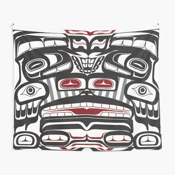 Thunderbird Bear Orca Totem Pole Coasta  Tapestry Living Room Printed Travel Yoga Bedspread Bedroom Beautiful Home Blanket Mat