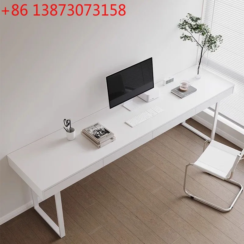 Solid wood log color desk with drawers   Study computer table Modern simple balcony Italian table