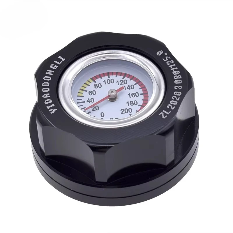 Aluminum Engine Oil Filter Fuel Tank Cap Cover with Temperature Gauge