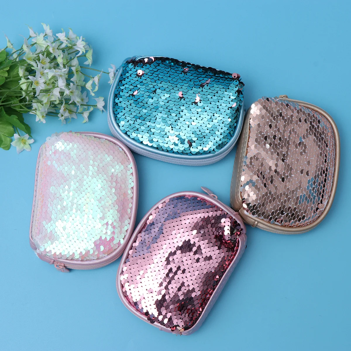 

2Pcs Glitter Coin Purse Girls Heart Wallet Small Makeup Bag Portable Change Purse Perfect for Women Travel School