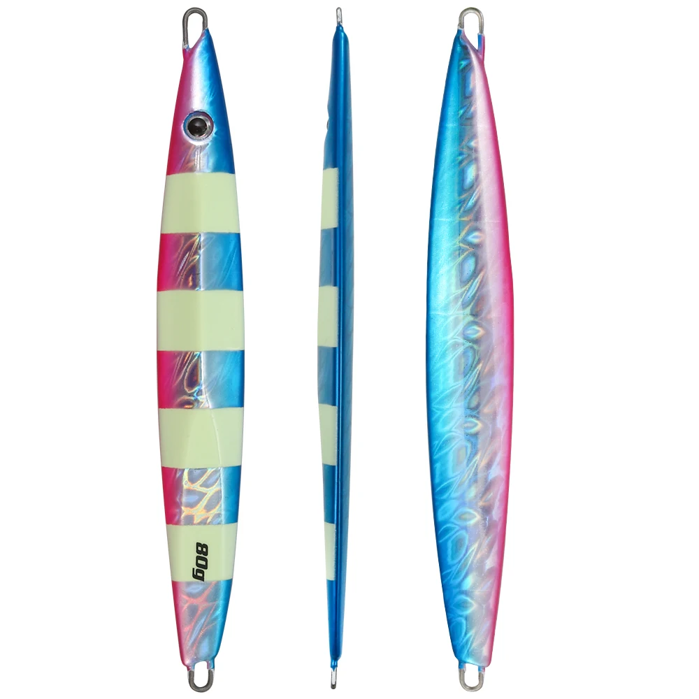 CASTFUN  Deep-sea Iron Plate Sea Fishing Slow Fall Jigging Lure 80g Artificial Baits Metal Jigs Saltwater Boat Fishing Lure