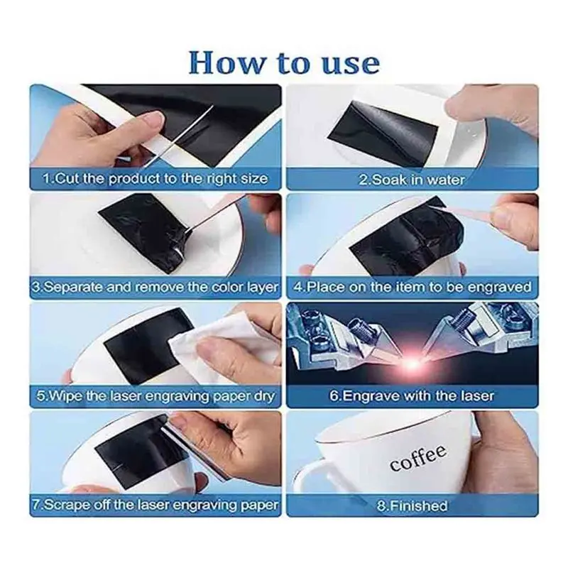 VOFUN-16 PCS Black Laser Engraving Marking Paper, 39X27cm Laser Color Engraving Paper For Metal, Glass, Ceramics