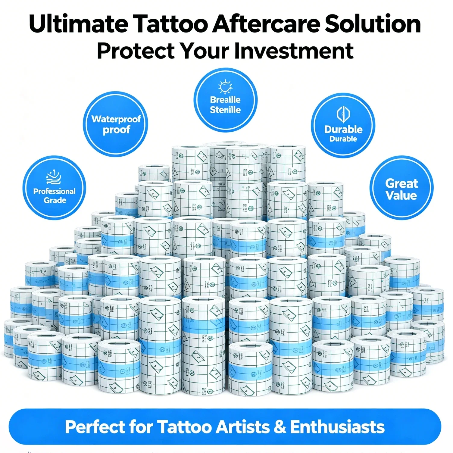 10/5/2M Waterproof Tattoo Film PU Tape Aftercare Protective Skin Healing Tattoo Adhesive Repairing Bandages Tattoo Accessories
