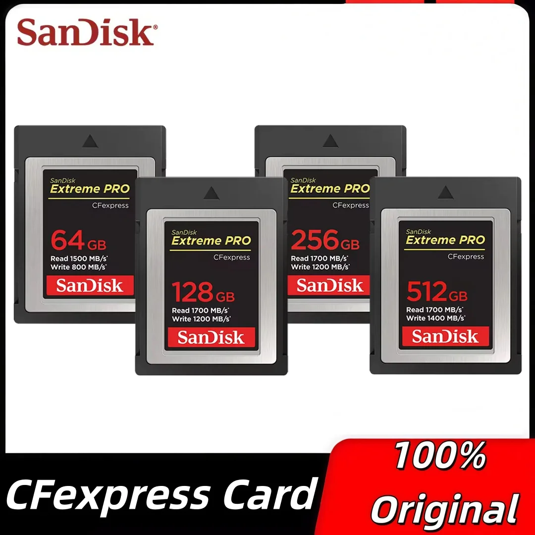 

Original Sandisk CFexpress Type B Card 64GB 128GB 256GB High Speed Extreme PRO CFE Type B Memory Card 4K Storage Card For Camera