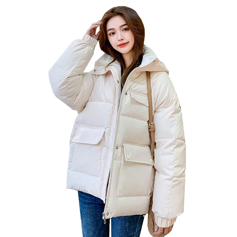 Jackets Women Black Zipper Cotton Jacket Woman Korean Loose Hooded Coats Female 2023 new Casual Tops