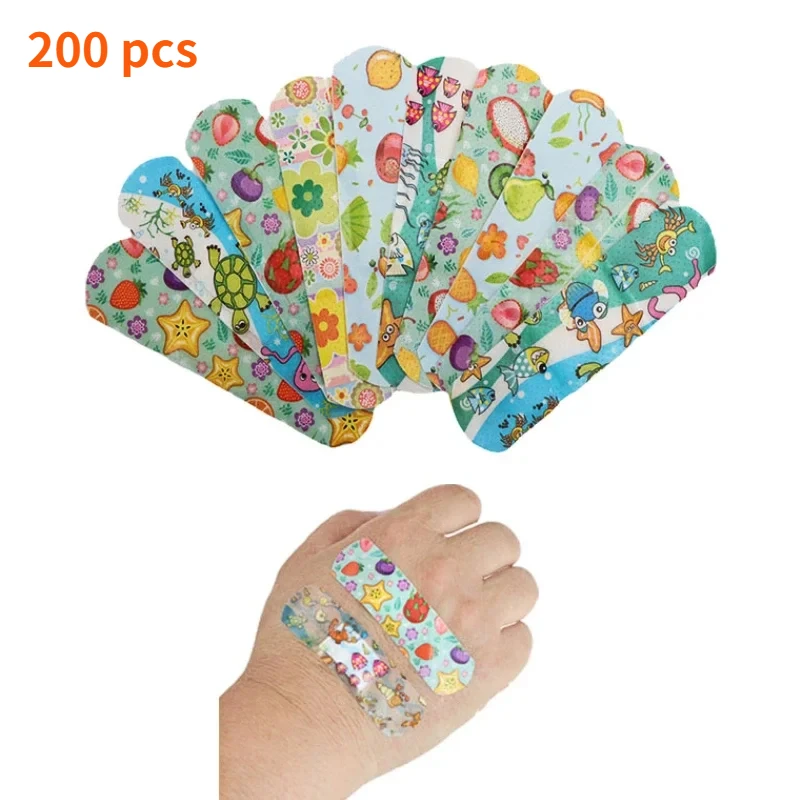 200pcs Cartoon Animal Pattern Waterproof Hemostasis Kids Band Aid Stickers Adhesive Bandage Wound Strips Plasters for Children