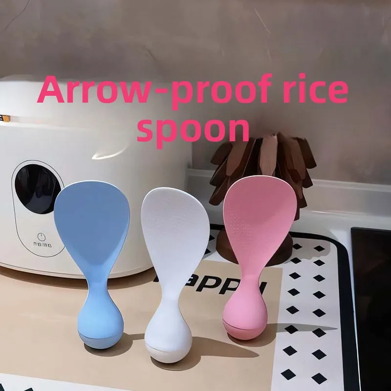 Self-Standing Rice Scoop Wobble-Free Non-Stick Rice Spoon for Non-Stick Rice Cooker Food-Grade Heat-Resistant Silicone