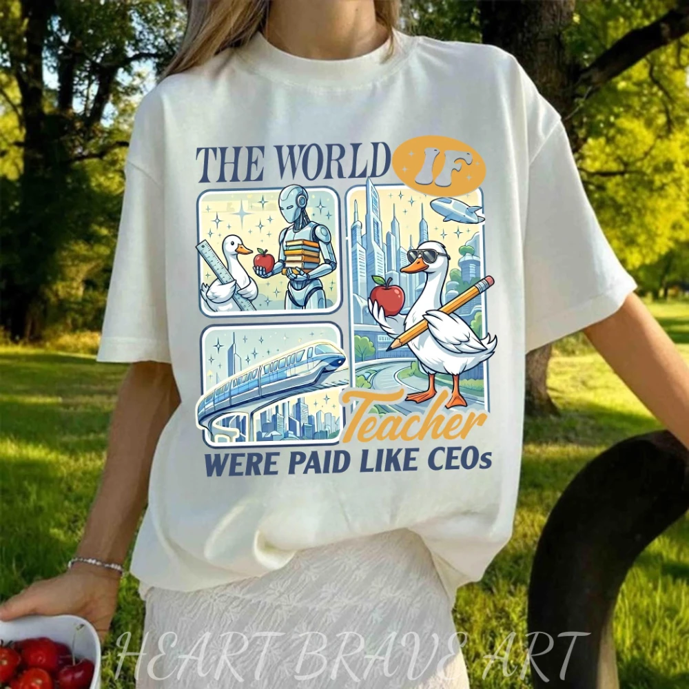 Teacher's Day Shirt Teacher Appreciation Gift The World of Teacher Were Plaid Like CEOs Funny Silly Goose T-shirt