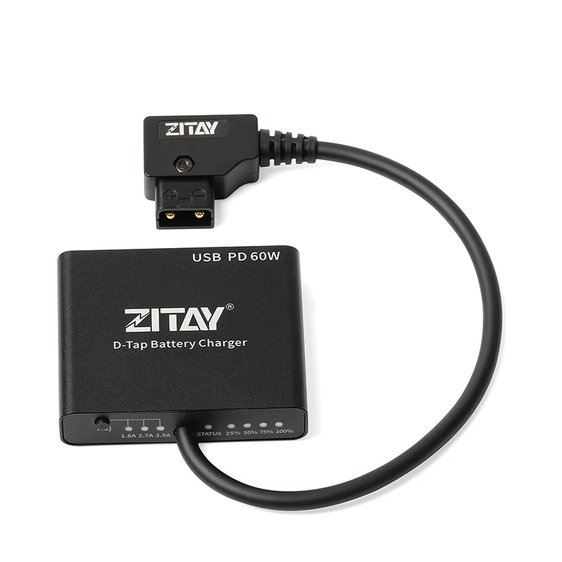 ZITAY USB Typ C auf D-TAP Schnellladegerät 60 W Kamera-Ladekabel für Sony F980 F750 F975 F960 F550 V-Mount Gold-Mount PowerTap