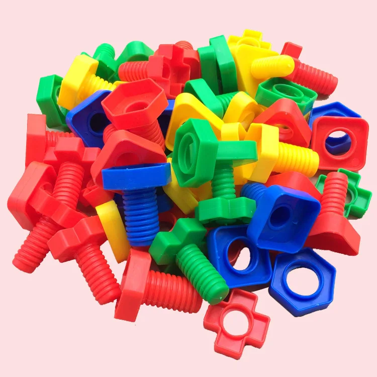 4 Set Kids Plastic Screw Toys Montessori Insert Blocks Bolts And Nuts Shape Puzzle  Toys For Children Train Fine Motor Skills