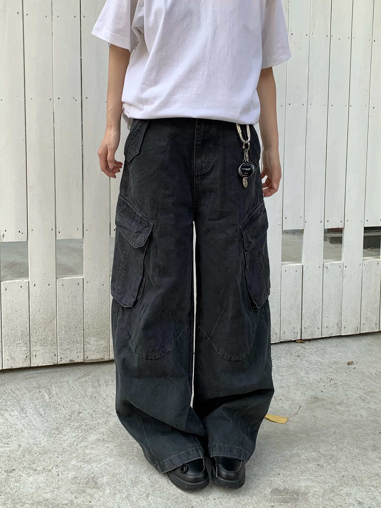 

Ретро-американские рабочие брюки-палаццо с широкими штанинами, свободные повседневные оксидированные женские брюки-футляры в стиле утилитари