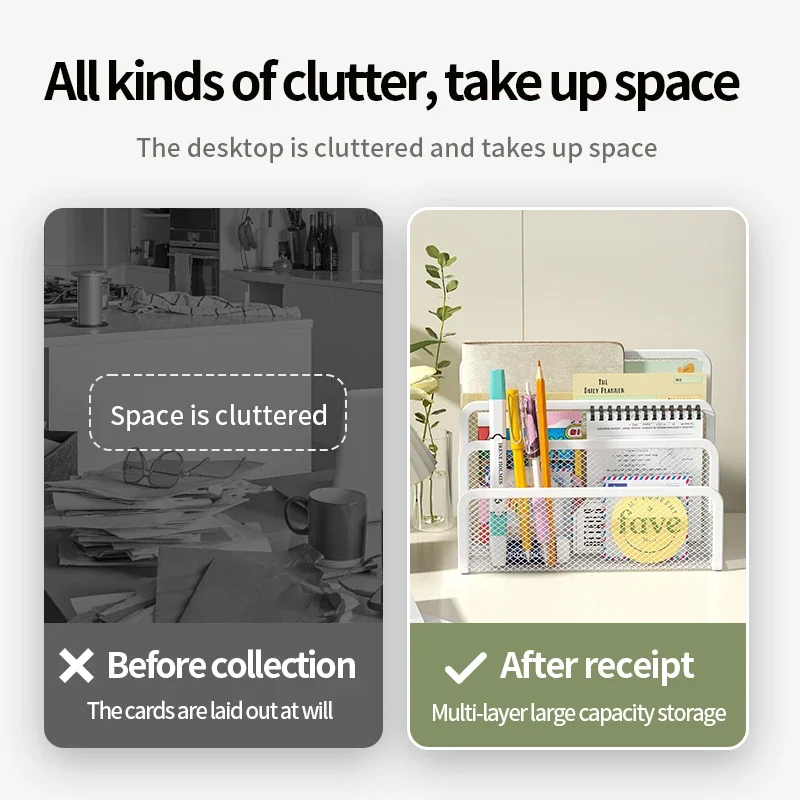 Desk Mail Organizer Small File Holders Letter Organizer Metal Mesh Document/Filing/Folders/Paper Organizer for Desktop