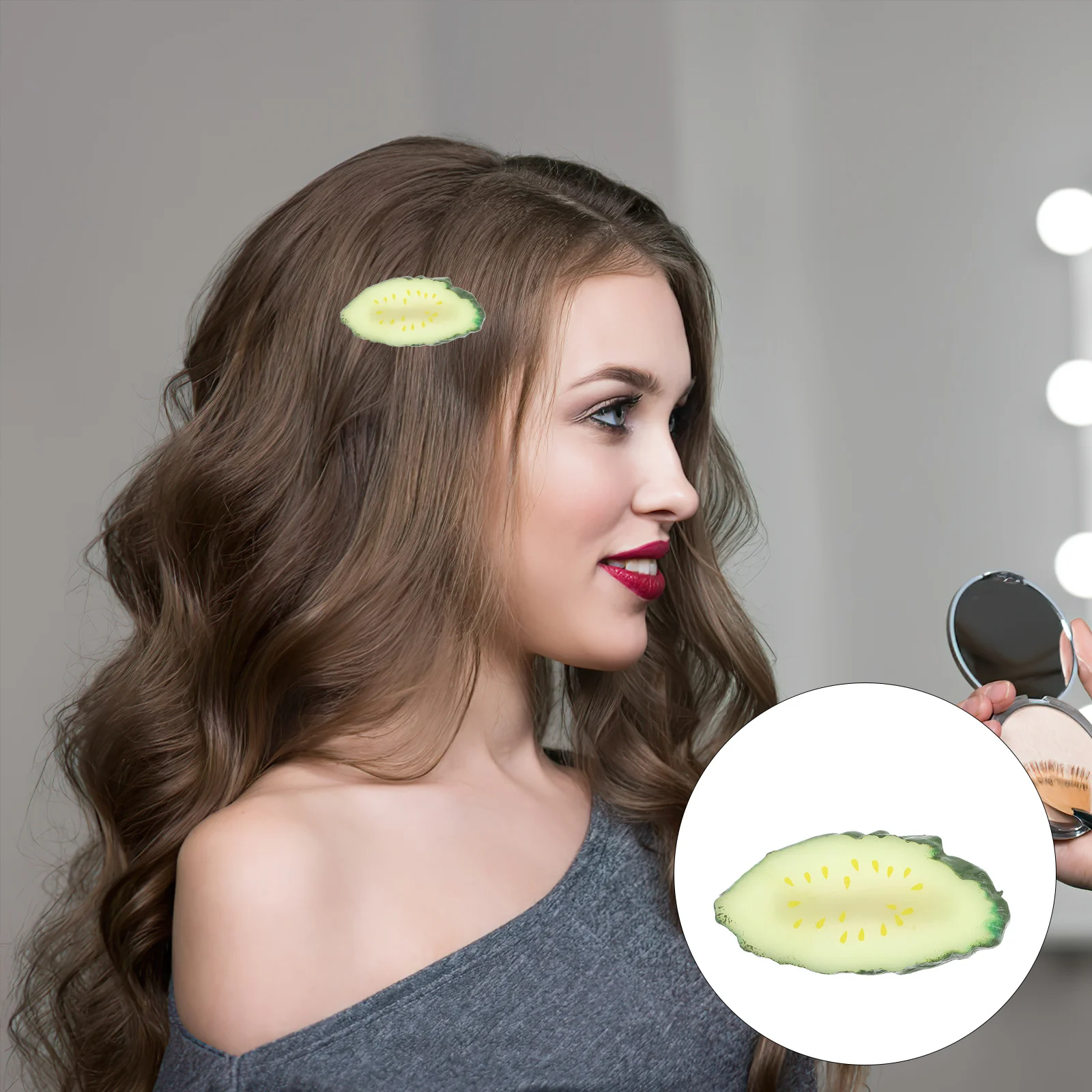 

Cucumber Hair Clip for Women Cute Student Accessory Funny Vegetable Hair Pin Quirky Cucumber Slice Barrette Novelty Styling