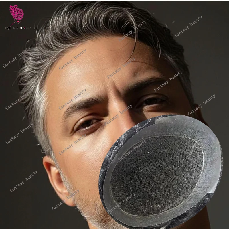 

Необнаружимый австралийский кружевной и тонкий полиуретановый базовый серый мужской прочный парик # 1B50 Необработанные человеческие волосы Натуральная линия волос Мужские капиллярные протезы