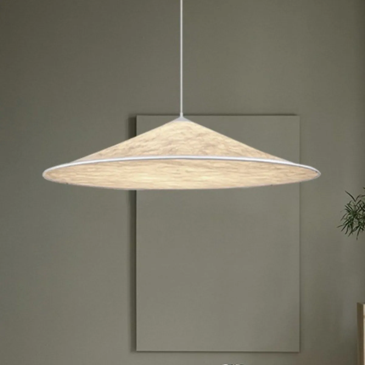 Conical Hat Pendant Lamp Wabi Sabi Pendant Light Japanese  3 Color Changing LED Hanging Lamp for Dining Room Living Room Bedroom