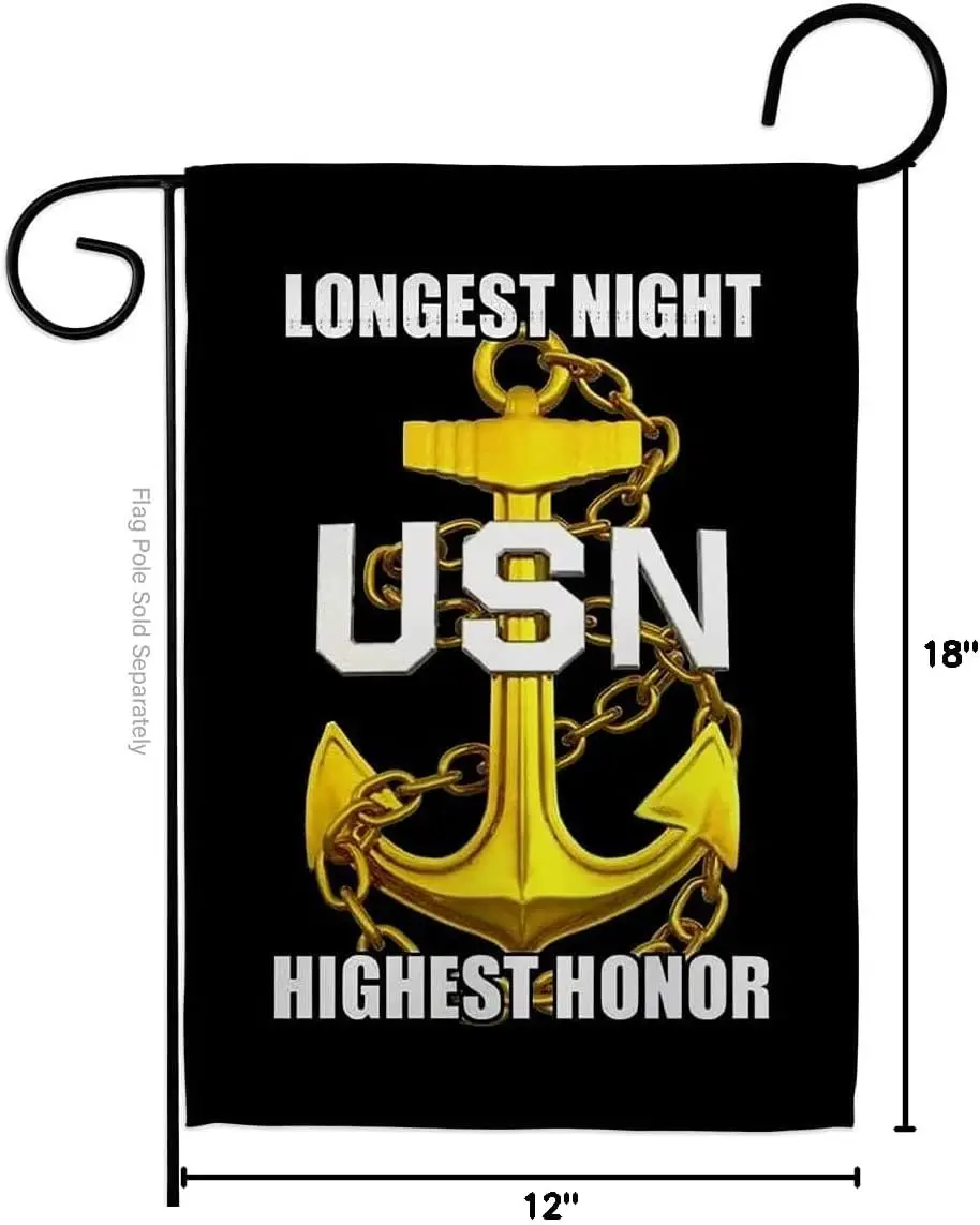 Garden Flags US Navy CPO Chief Petty Officer Flag Armed Forces Double-Sided Lawn Decoration Gift House Garden Yard Banner United