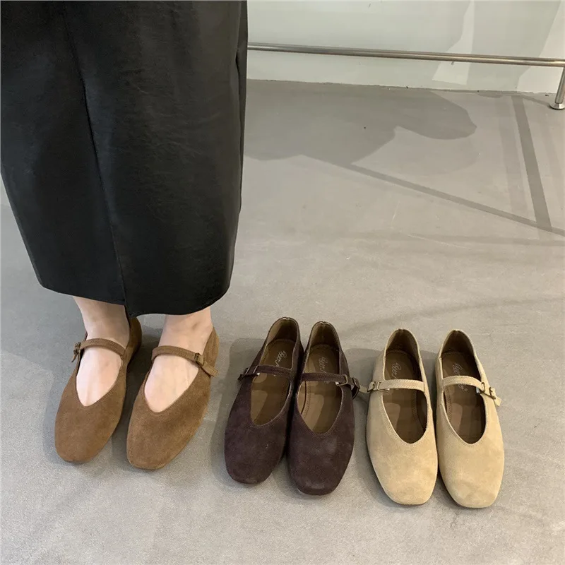 العلامة التجارية الجديدة النساء الشقق جولة تو الضحلة الانزلاق على السيدات أحذية الباليه عادية لينة جلدية أنيقة فستان أحذية 2026 جديد #2