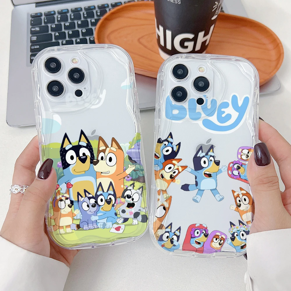 Cartoon Dog B-Blueys Phone Case for Samsung Galaxy A73 A72 A71 A54 A53 A52 A51 A50 A33 A32 A16 A13 A06 4G 5G 3D Wave Clear Cover