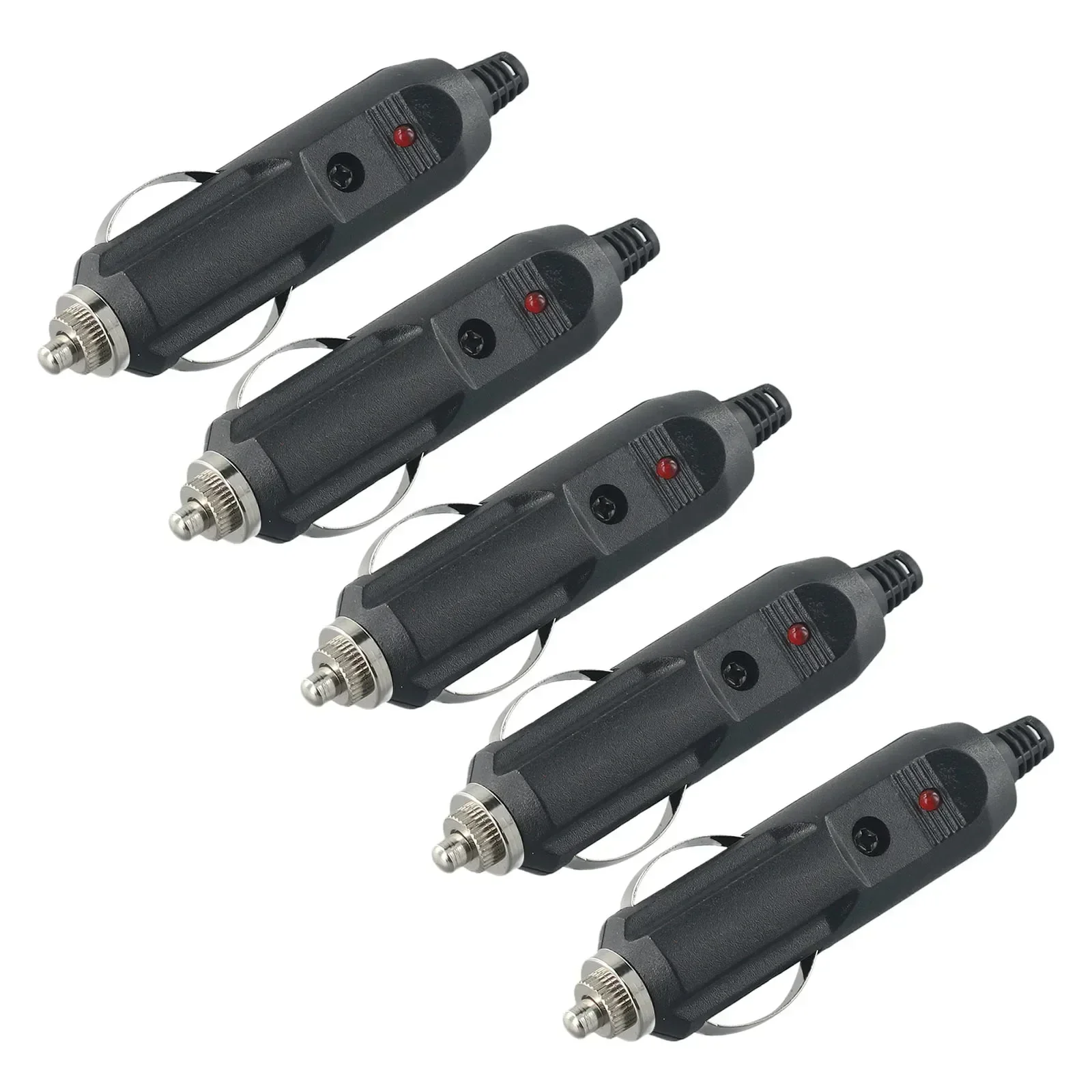 5PCS 12V Car Onboard Plug 10A Fuse Male Car Cigarette Lighter Socket Plug Connector W/ Red LED  Car Appliance Vacuum Clean