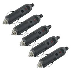 5PCS 12V 자동차 온보드 플러그 10A 퓨즈 남성 자동차 시가 라이터 소켓 플러그 커넥터 W/빨간색 LED 자동차 기기 진공 청소