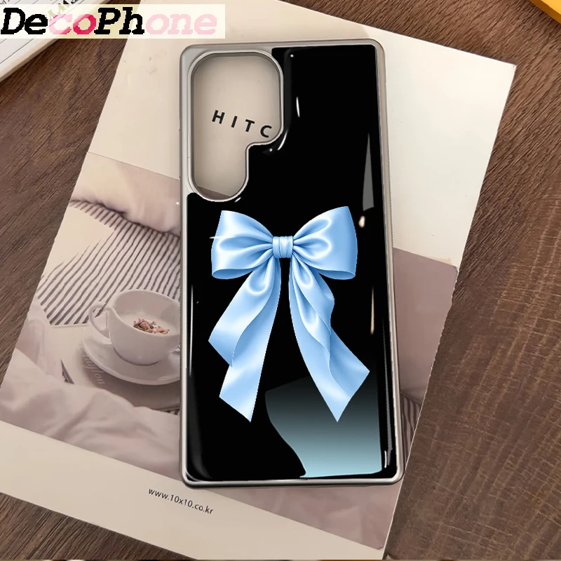 Seidenblaue Schleifenkrawatte Epoxy Handyhülle Sturzsicher FÜR Samsung Galaxy 23/24/25/26 Plus FE ULTRA EDGE