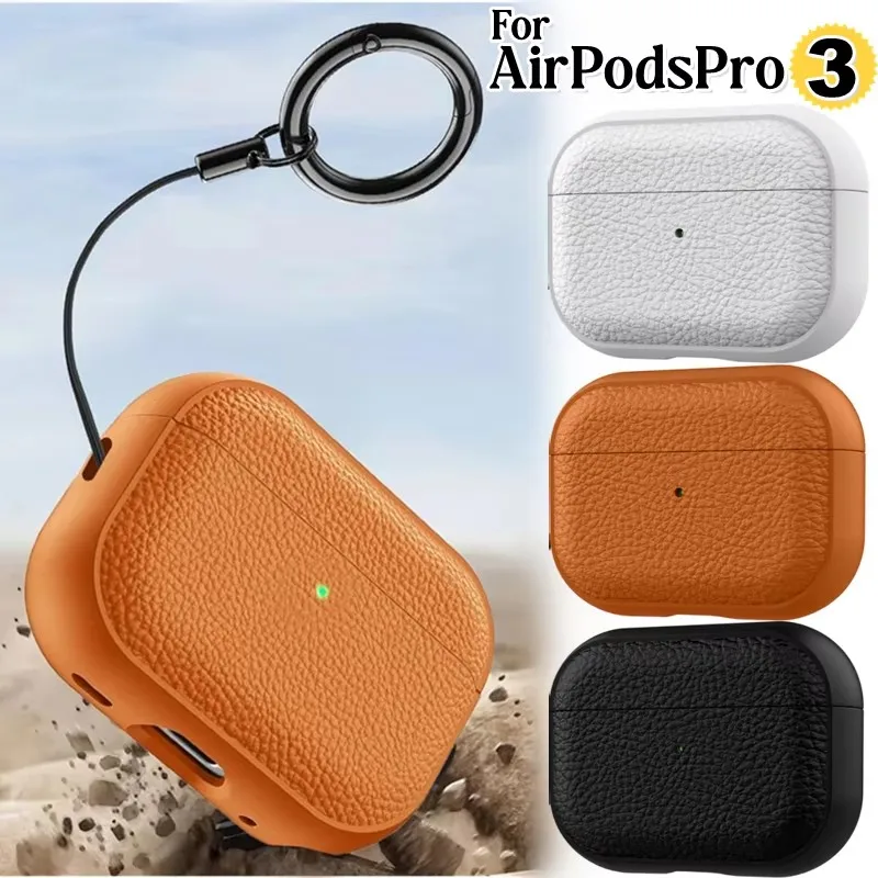 Luxury Soft TPU Earphone Case for Airpods Pro 3 3nd 2025 Generation Pro3 Gen Shockproof Non-Slip Headphone Cover with Lanyard