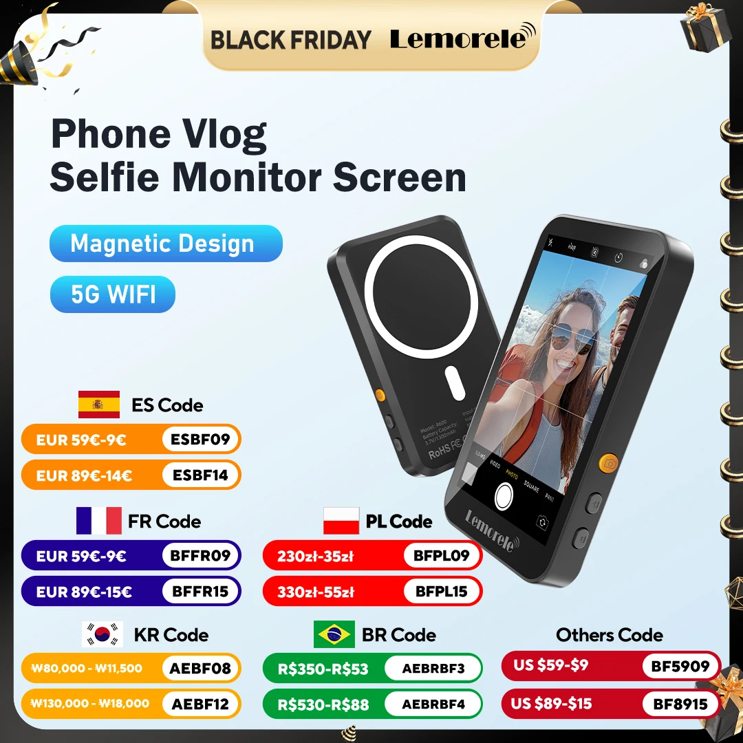 

Lemorele Wireless Image Extender Zoom Photography Real-time Preview Bluetooth 5.0 Receiver Camping Travel Vlogs Selfie Artifact