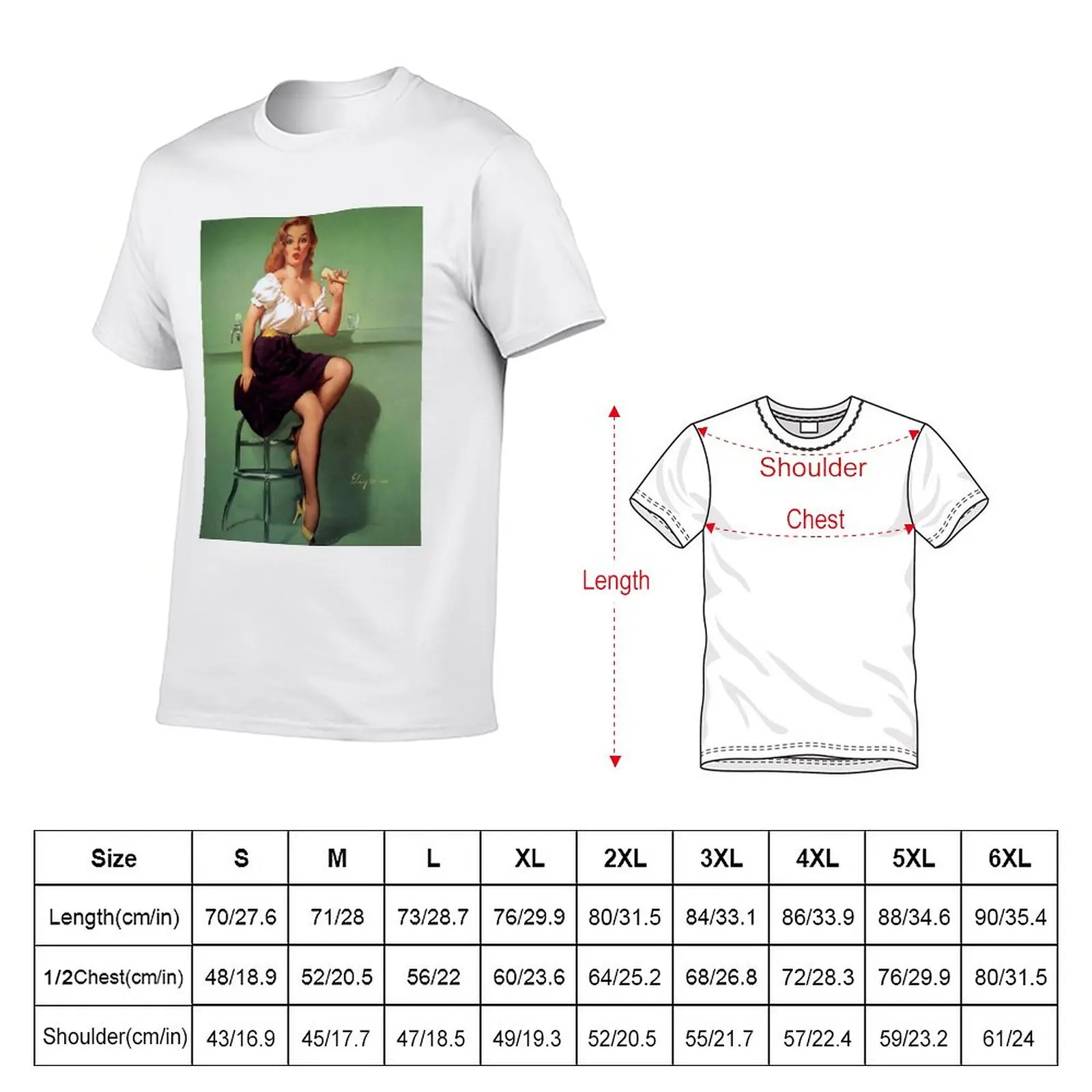 Pin-Up Girl - Elvgren - Vintage T-Shirt summer top aesthetic clothes quick-drying Men's t-shirt