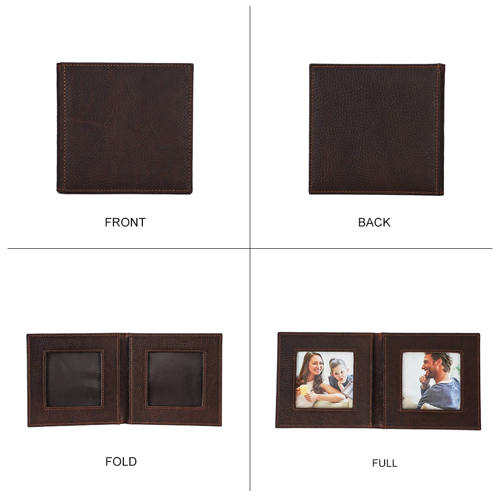 Retro Double Photo Frame Opening Folding Collage picture Holder Genuine Leather Photo Stand for Desktop Display Home Decoration
